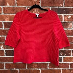 J.Jill Womens Large Petite Red Ribbed Knit Boxy Sweater